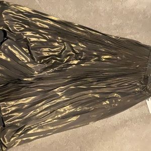 Anthropologie Metallic Gold Pleated Skirt